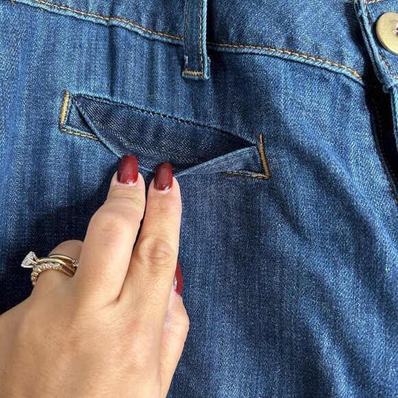 Hudson Jeans Womens Large Blue Wide Leg Trouser Jeans Flap Pockets Denim Flare - Picture 3 of 12